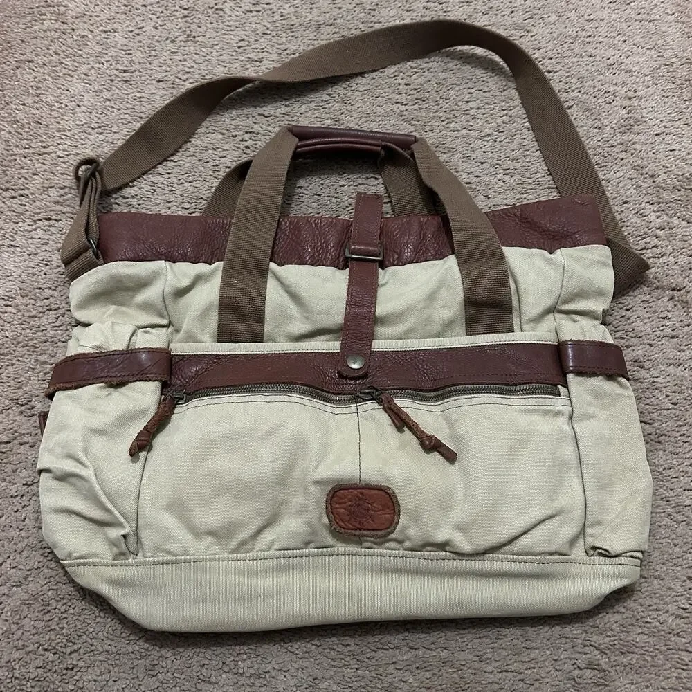 Vintage Buffalo Jackson Trading Co. Canvas & Leather Trim Messenger Bag